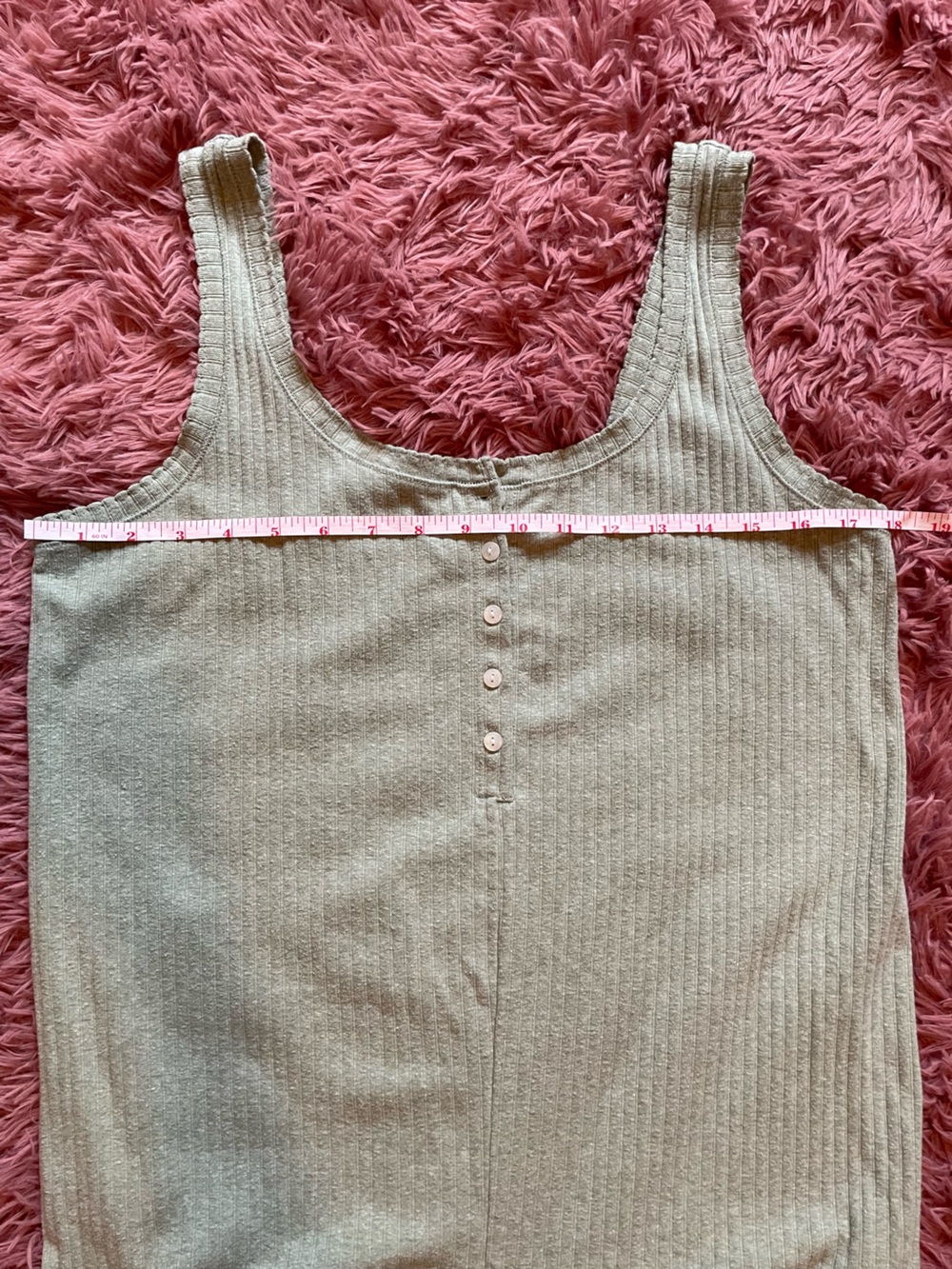 Sleeveless Ribbed Wide-Leg Jumpsuit in Sage Green - Picture 3 of 7